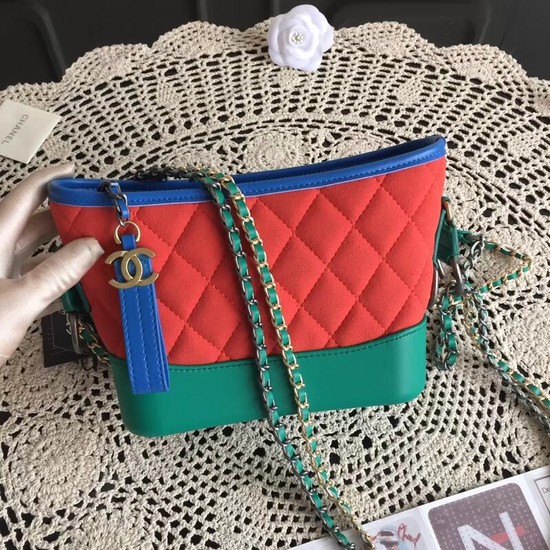 Chanel Gabrielle Nubuck leather Shoulder Bag 93481 red green