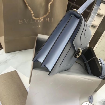 BVLGARI Original Calfskin Leather Tote Bag 97524 Light blue