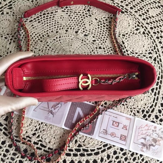 Chanel Gabrielle Nubuck leather Shoulder Bag 93481 red 