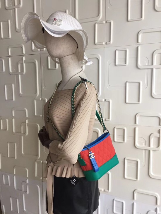 Chanel Gabrielle Nubuck leather Shoulder Bag 93481 red green