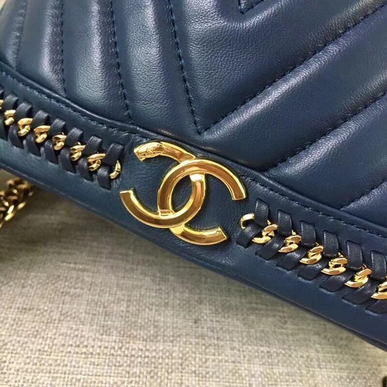 Chanel Sheepskin Leather Shoulder Bag 1125 blue