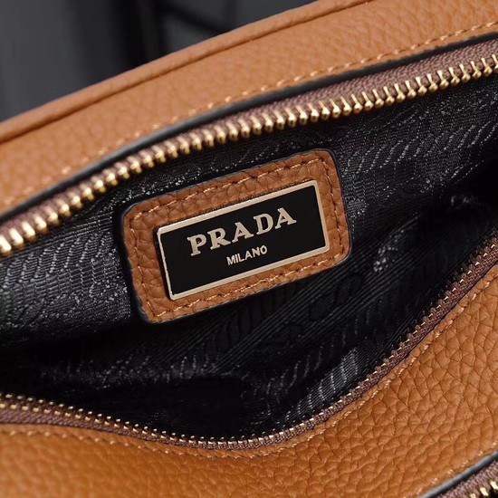 Prada Calfskin Leather Shoulder Bag 1BH082 Camel