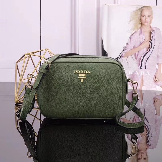 Prada Calfskin Leather Shoulder Bag 1BH082 green