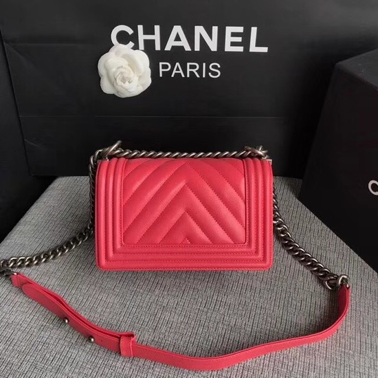 Chanel Le Boy Flap Shoulder Bag Original Caviar Leather P67085 rose silver Buckle