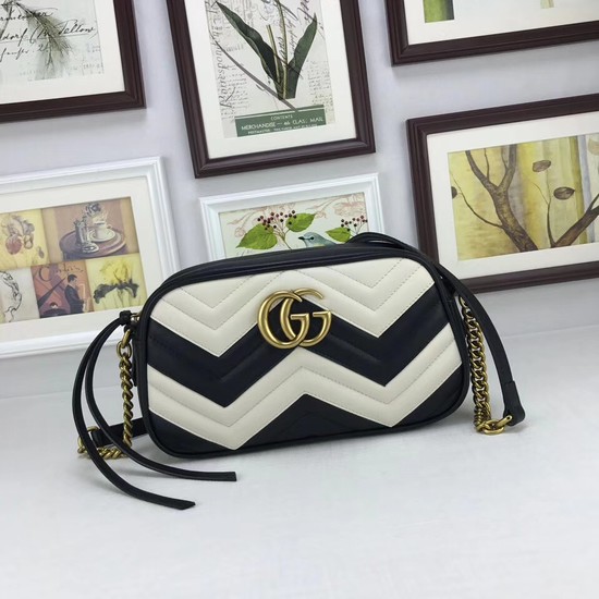 Gucci GG Marmont small matelasse shoulder bag 447632 Black&white