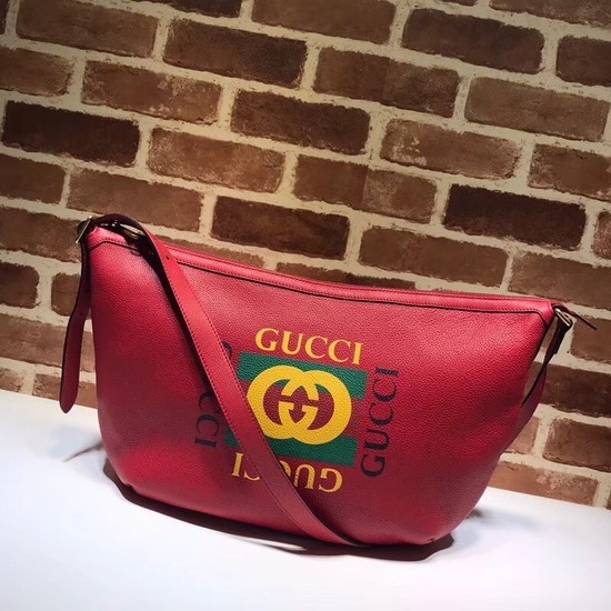 Gucci Print half-moon hobo bag 523588 red