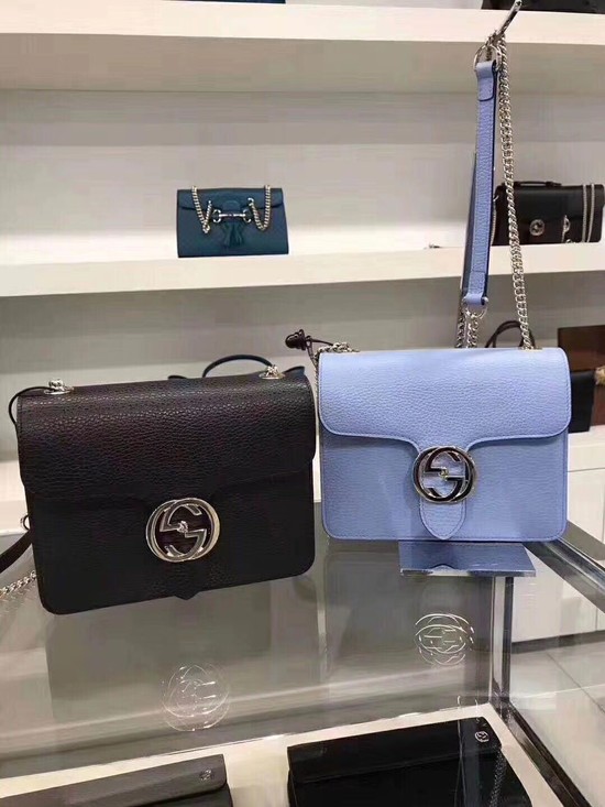 Gucci GG Cowhide top quality Shoulder Bag 510304 Sky blue