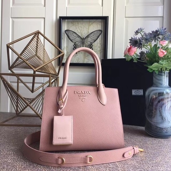 Prada Bibliotheque Handbag in Calf Leather 1BA156 Pink