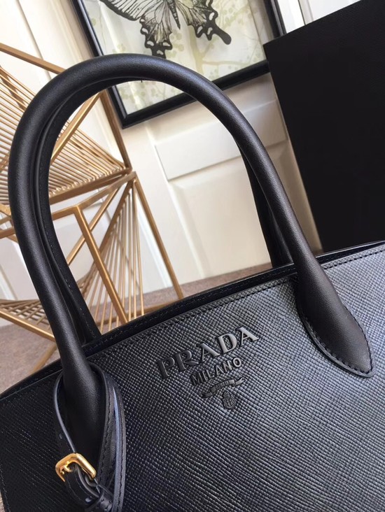 Prada Bibliotheque Handbag in Calf Leather 1BA156 black