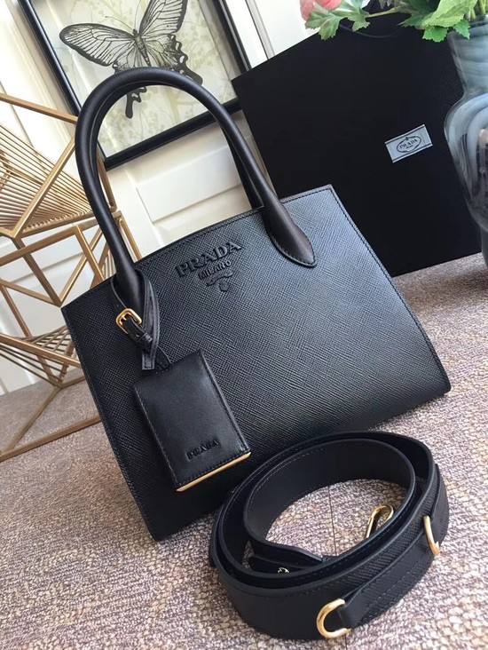 Prada Bibliotheque Handbag in Calf Leather 1BA156 black