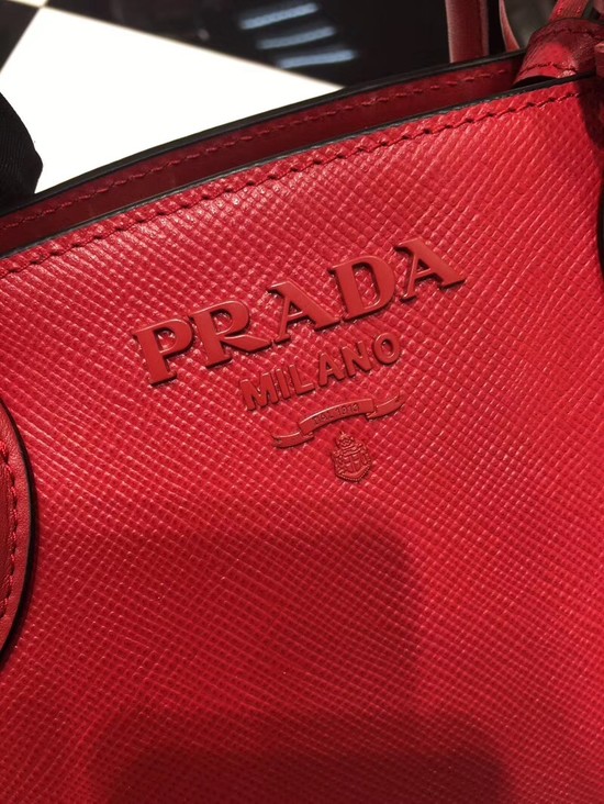 Prada Bibliotheque Handbag in Calf Leather 1BA156 red