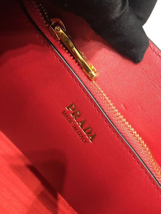 Prada Bibliotheque Handbag in Calf Leather 1BA156 red