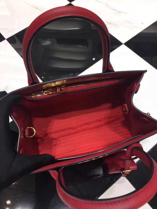 Prada Bibliotheque Handbag in Calf Leather 1BA156 red