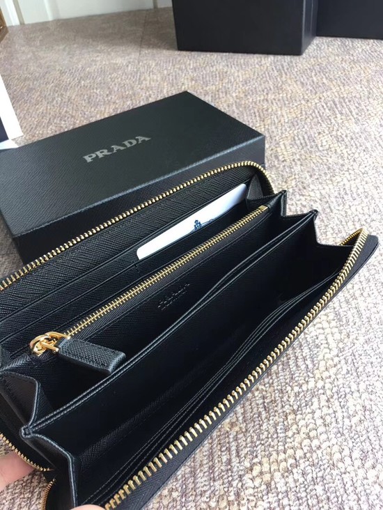 Prada Saffiano Leather Large Zippy Wallets 1MH317 black