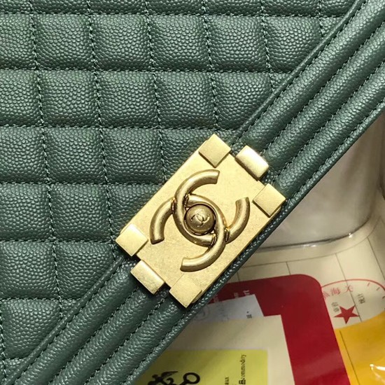 Chanel Leboy Original caviar leather Shoulder Bag A67086 green gold chain