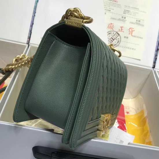 Chanel Leboy Original caviar leather Shoulder Bag A67086 green gold chain