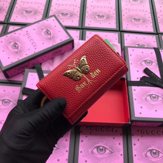 Gucci GG Supreme key case butterfly 519801 red