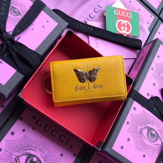 Gucci GG Supreme key case butterfly 519801 yellow