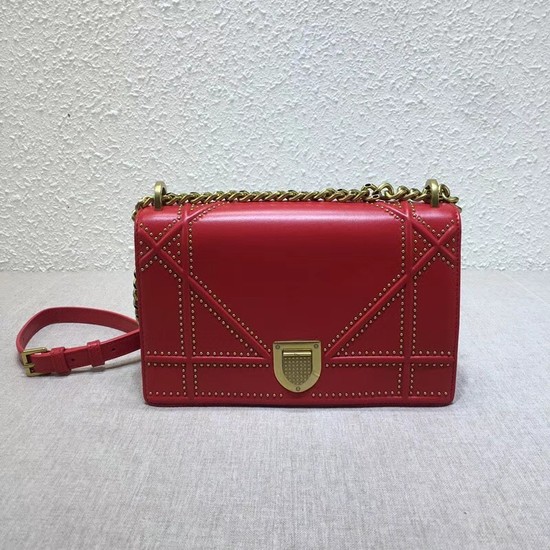 Dior Original DIORAMA BAG STUDDED LAMBSKIN M0422 red