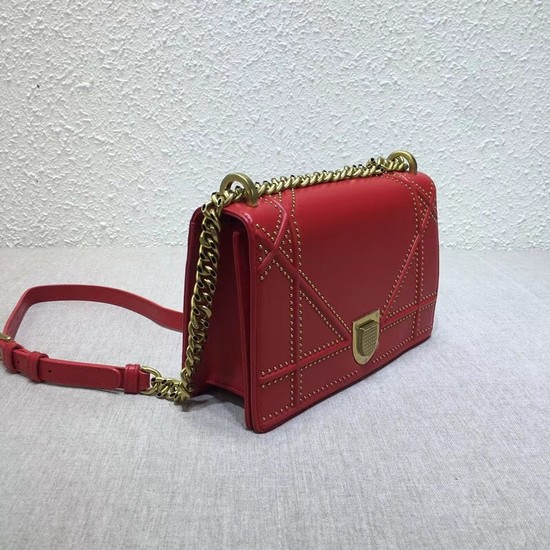 Dior Original DIORAMA BAG STUDDED LAMBSKIN M0422 red