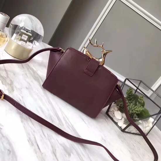 SAINT LAURENT Monogram Cabas small leather shoulder bag 3805 Wine