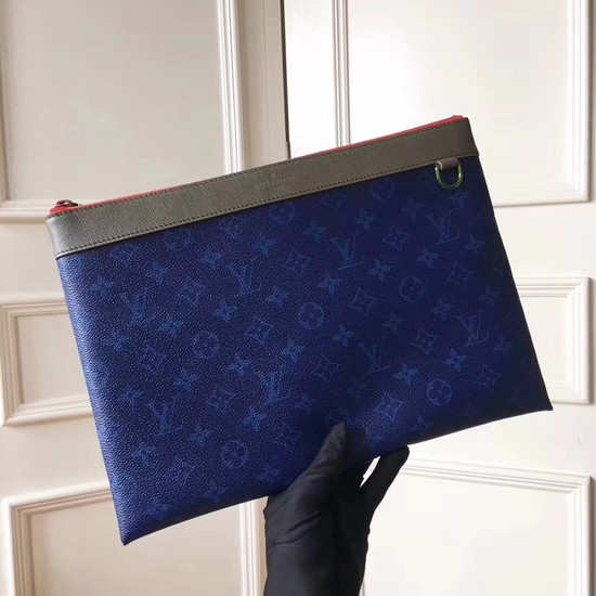 Louis Vuitton Monogram Canvas Clutch Bag POCHETTE APOLLO 61692 blue