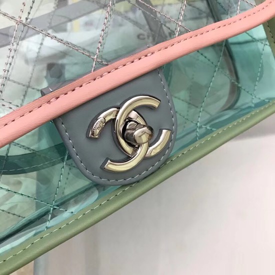 Chanel CC original PVC lambskin flap bag ACT18 Light Green