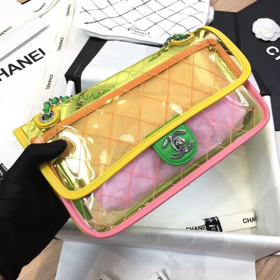 Chanel CC original PVC lambskin flap bag ACT19 yellow