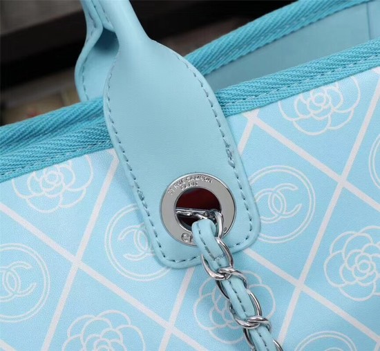 Chanel Cowhide Tote Bag 7180 sky blue