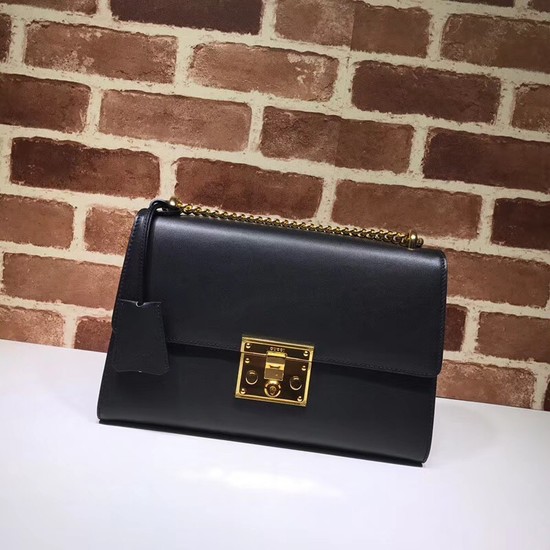 Gucci Cowhide Padlock medium GG shoulder bag 409486 black