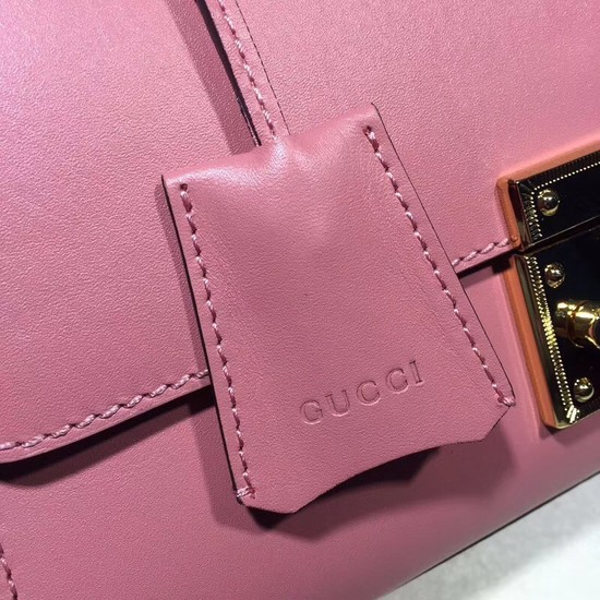 Gucci Cowhide Padlock medium GG shoulder bag 409486 pink