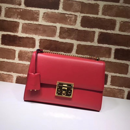 Gucci Cowhide Padlock medium GG shoulder bag 409486 red