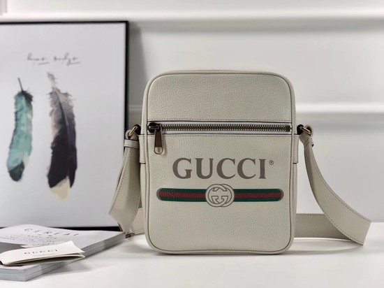 Gucci GG Calfskin Leather Messenger Bags 523691 white