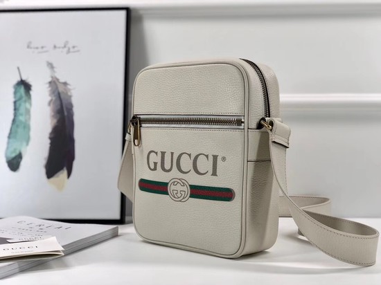 Gucci GG Calfskin Leather Messenger Bags 523691 white