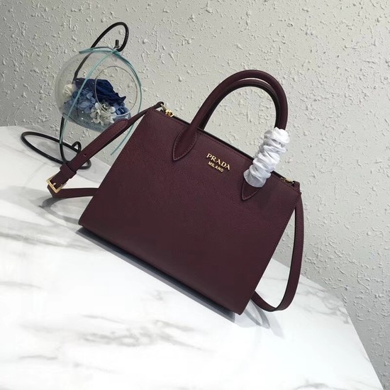 Prada saffiano lux tote original leather bag bn4458 Wine