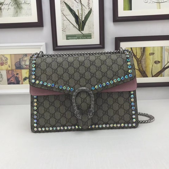 Gucci Dionysus GG medium crystal shoulder bag 403348 pink