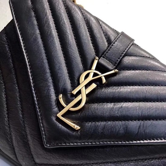 SAINT LAURENT Monogram College small quilted leather shoulder bag 5809 black