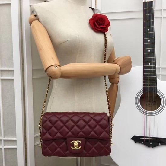 Chanel mini Sheepskin Leather cross-body bag 5698 red