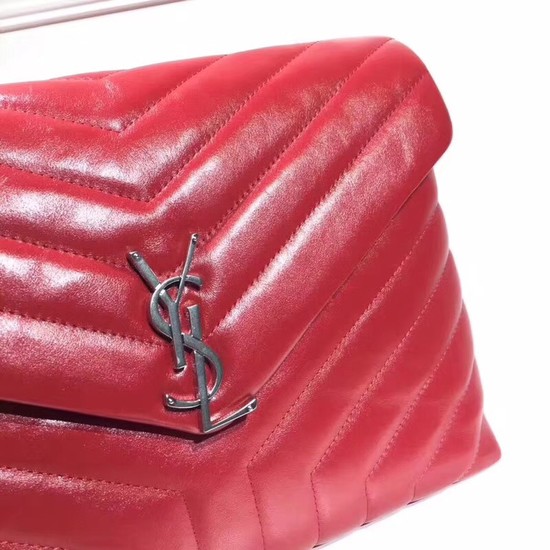 SAINT LAURENT Loulou Monogram medium quilted leather shoulder bag 74558 red