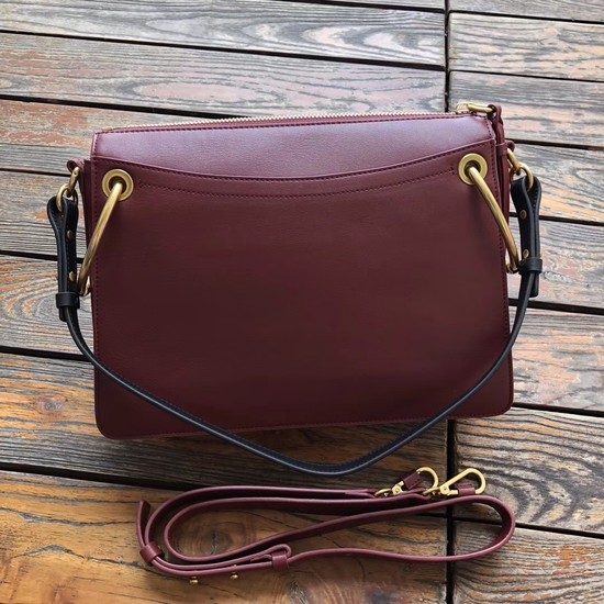 CHLOE Roy leather and suede small shoulder bag 20656 Plum purple