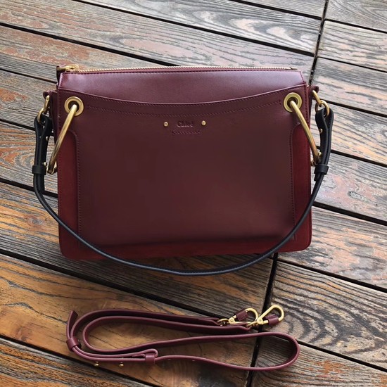 CHLOE Roy leather and suede small shoulder bag 20656 Plum purple