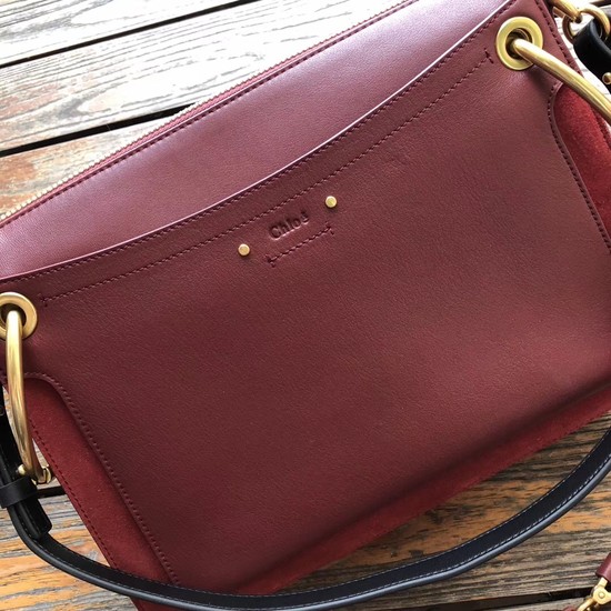 CHLOE Roy leather and suede small shoulder bag 20656 Plum purple