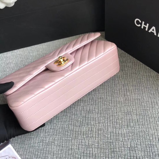 Chanel Classic original Sheepskin Leather Shoulder Bag 1112V pink gold chain