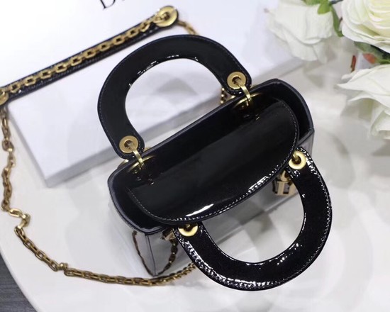 Dior calfskin Mini Lady bag M0598 black