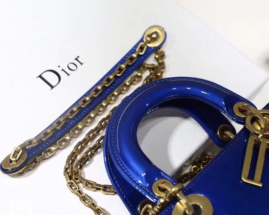 Dior calfskin Mini Lady bag M0598 blue