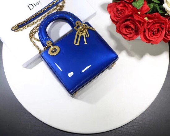 Dior calfskin Mini Lady bag M0598 blue