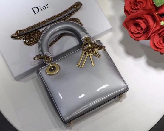 Dior calfskin Mini Lady bag M0598 silver