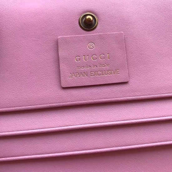 Gucci Signature card case with cherries 476050 pink