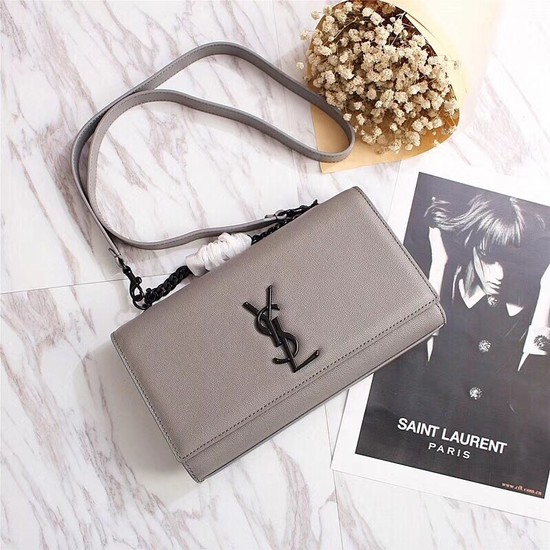 SAINT LAURENT Monogram Kate leather tote cross-body bag 26806 grey