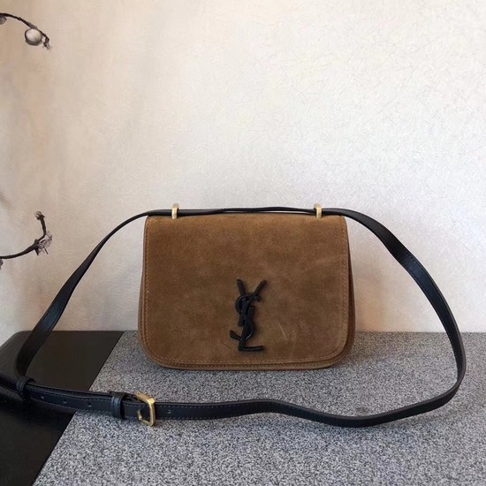 SAINT LAURENT Monogram suede cross-body bag 512853 brown